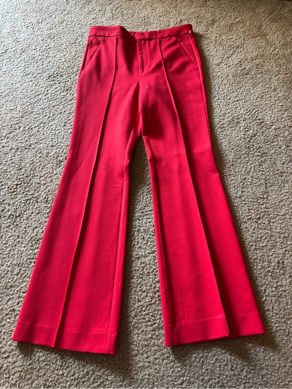 The Essential  Trouser By Anthropologie Womens Red Flare Leg High Rise Size 8